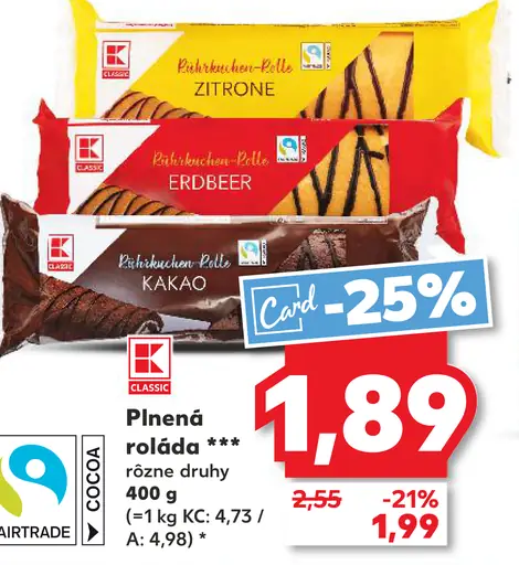 Plnená roláda rôzne druhy