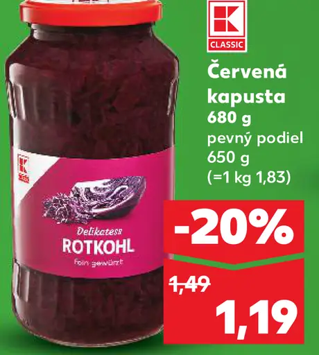 Červená kapusta pevný podiel