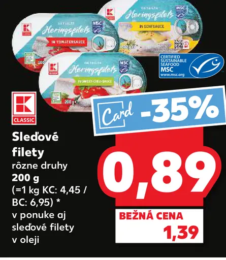 Sledové filety v oleji rôzne druhy