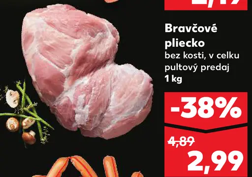 Bravčové plecko bez kosti vcelku pultový predaj