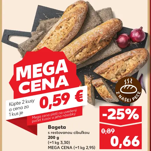 Bageta s restovanou cibuľkou