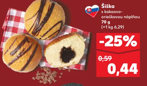 Šiška s kakaovo-orieškovou náplňou