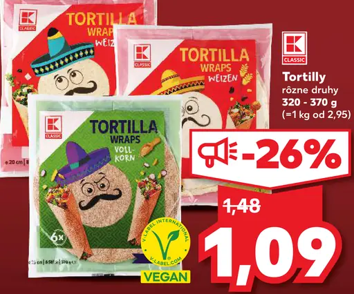 K-Classic Tortilla wraps pšeničné rôzne druhy