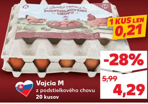 Vajcia M z podstieľkového chovu 20 kusov
