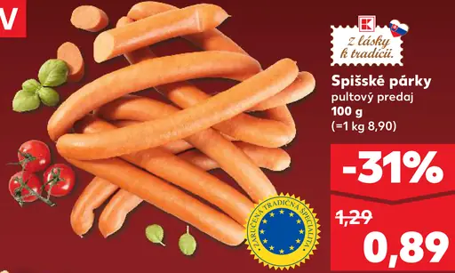 Spišské párky pultový predaj