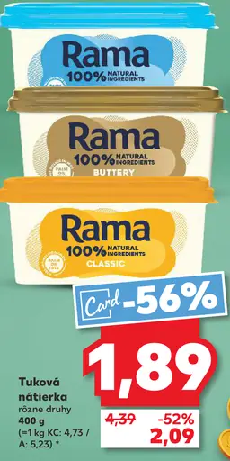 Rama 100% Natural Ingredients tuková nátierka classic