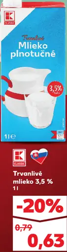 K-Classic Plnotučné mlieko 3,5%