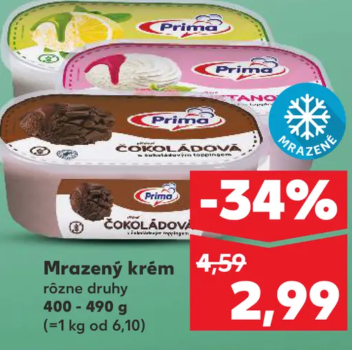 Prima mrazený krém rôzne druhy