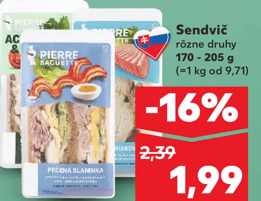 Pierre Baguette sendvič rôzne druhy