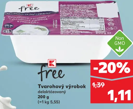 K-free Tvarohový výrobok delaktózovaný