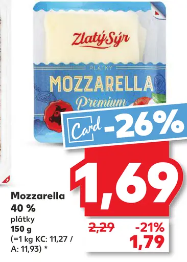 Zlatý Sýr Mozzarella 40%