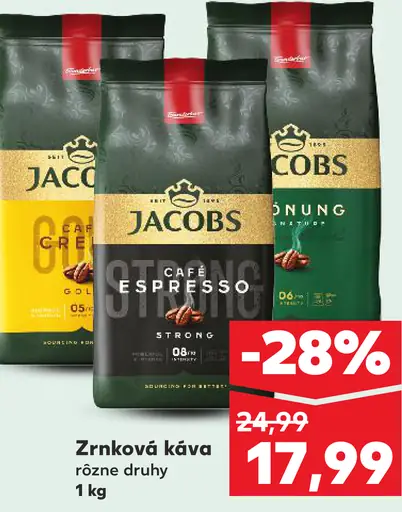 Zrnková káva rôzne druhy