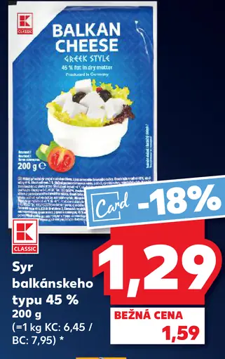 K-Classic Balkan cheese grécky štýl syr balkánskeho typu 45 %