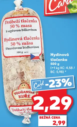 Vodňanské kuře hydinová tlačenka 50 % mäsa