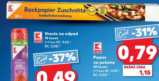 K Classic papier na pečenie Backpapier Zuschnitte