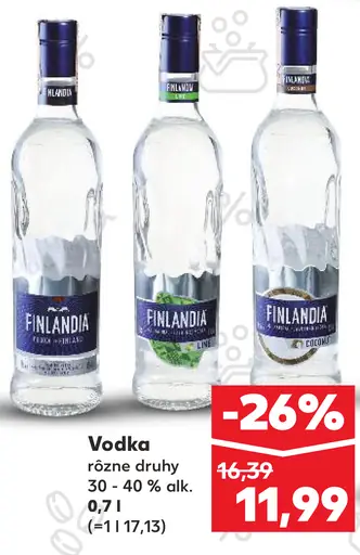 Finlandia vodka rôzne druhy 30–40 % alk.