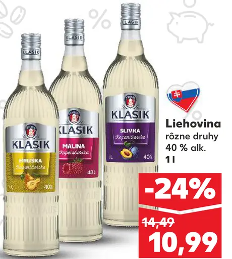 Klasik ovocná liehovina rôzne druhy 40 % alk.