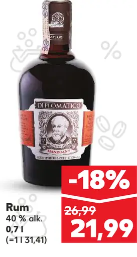 Diplomático rum 40 % alk.