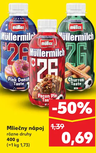 Müllermilch mliečny nápoj Pink Donut Taste