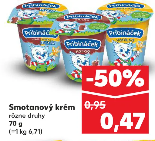 Pribináček smotanový krém rôzne druhy