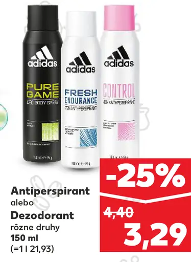 Adidas antiperspirant alebo dezodorant rôzne druhy