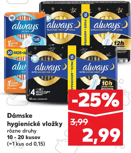 Always Dámske hygienické vložky