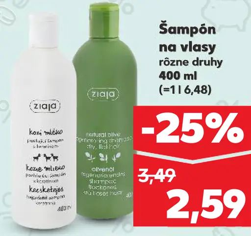 Ziaja šampón na vlasy rôzne druhy