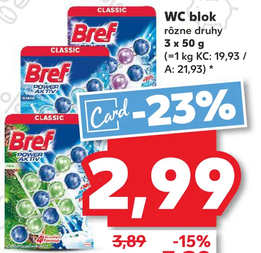 Bref WC blok rôzne druhy