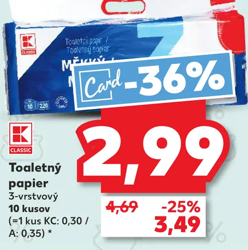K-Classic Toaletný papier 3-vrstvový