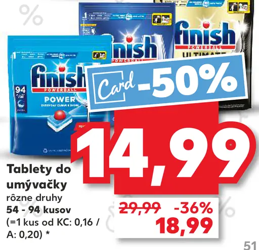 Finish tablety do umývačky rôzne druhy