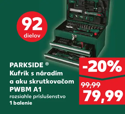 Parkside kufrík s náradím a aku skrutkovačom PWBIM A1
