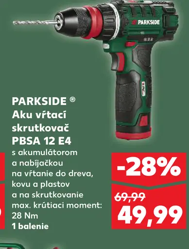 Parkside aku vŕtací skrutkovač PBSA 12 A2