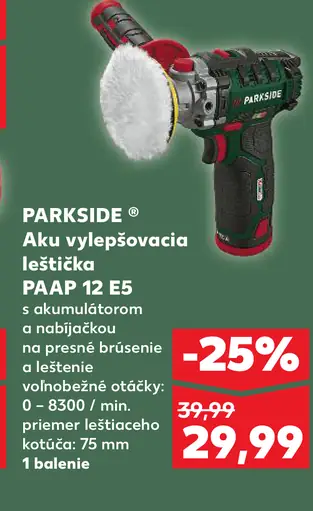 Parkside aku vylepšovacia leštička PAAP 12 E5