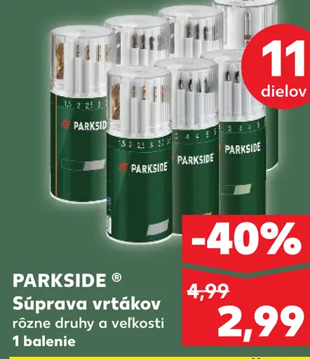 Parkside súprava vrtákov rôzne veľkosti