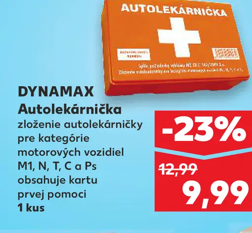 Dynamax autolekárnička pre kategórie motorových vozidiel M1, N, T, C a Ps