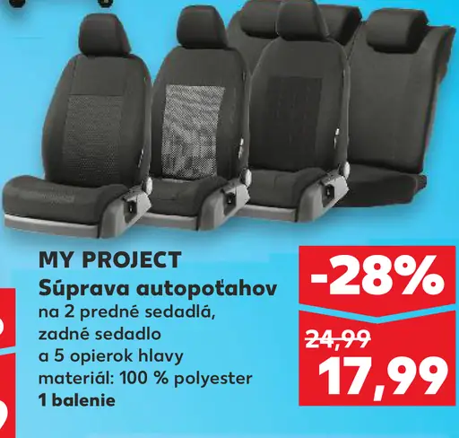 My Project súprava autopotahov 2 predné sedadlá, zadné sedadlo a operka hlavy