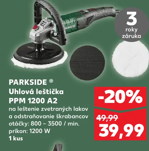 Parkside uhlová leštička PPM 1200 A2