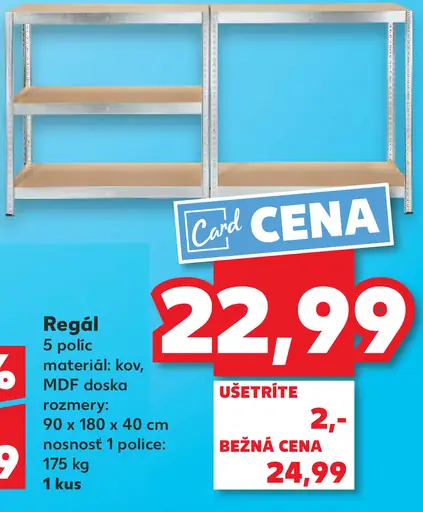 Regál 5 policový kovový s MDF doskou