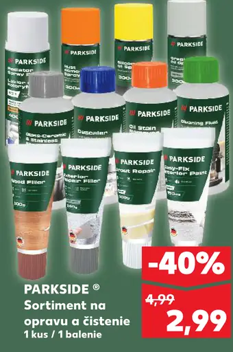 Parkside sortiment na opravu a čistenie