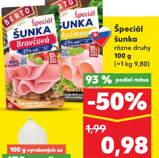 Berto Špeciál šunka rôzne druhy