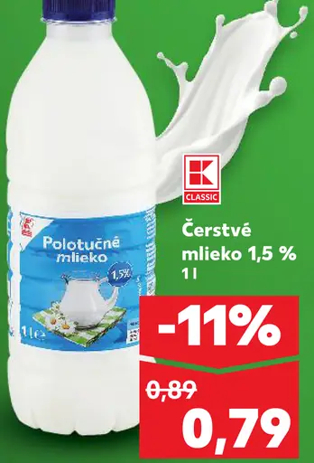 K-Classic Polotučné mlieko 1,5 %