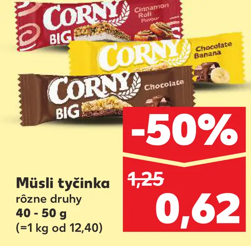 Corny müsli tyčinka rôzne druhy