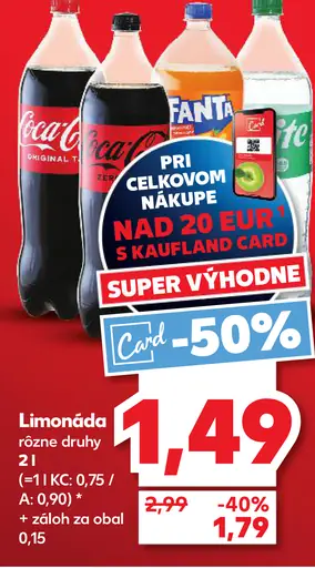 Limonáda Coca-Cola rôzne druhy