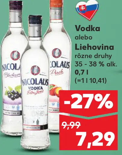 Vodka Nicolaus rôzne druhy 35–38 %