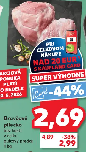 Bravčové plecko bez kosti v celku pultový predaj