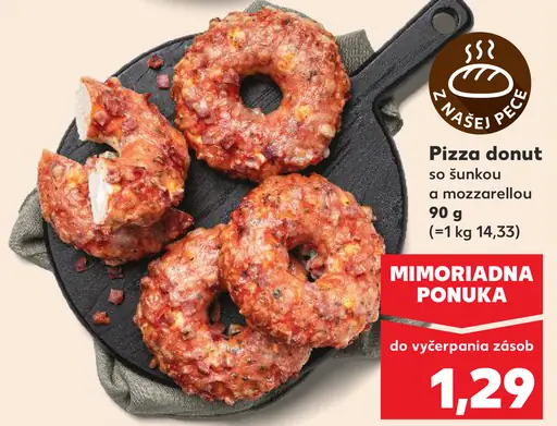 Pizza donut so šunkou a mozzarellou