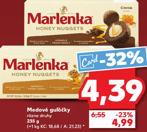Medové guľôčky Marlenka rôzne druhy