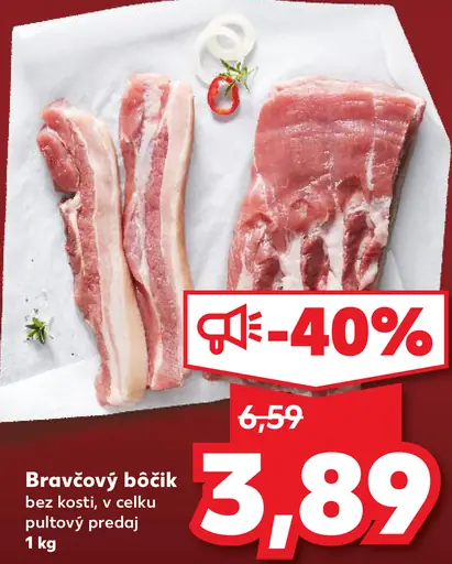 Bravčový bôčik bez kosti údený