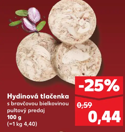 Hydinová tlačenka s bravčovou bielkovinou pultový predaj