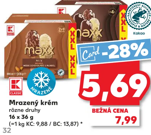 K-Classic Max mrazený krém rôzne druhy